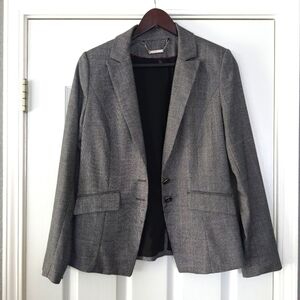 WHBM Plaid Blazer Womens 4 Grey Black Single Breasted Double Button Peak Lapel